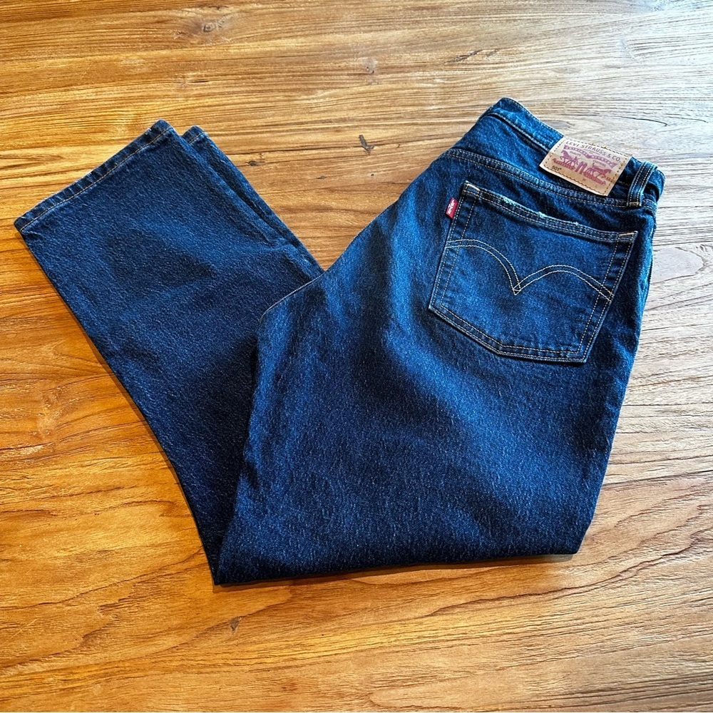 Levi’s Men’s 501 Button Front Cotton Stretch Blue Denim Straight Leg Jeans 30 26